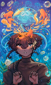 Drawing I did for AMAA's Drawn to Life challenge of my sona in Geelong.